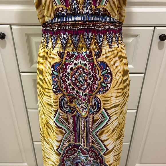 NWOT ECI New York Yellow | Purple printed maxi dress size S - Picture 4 of 10